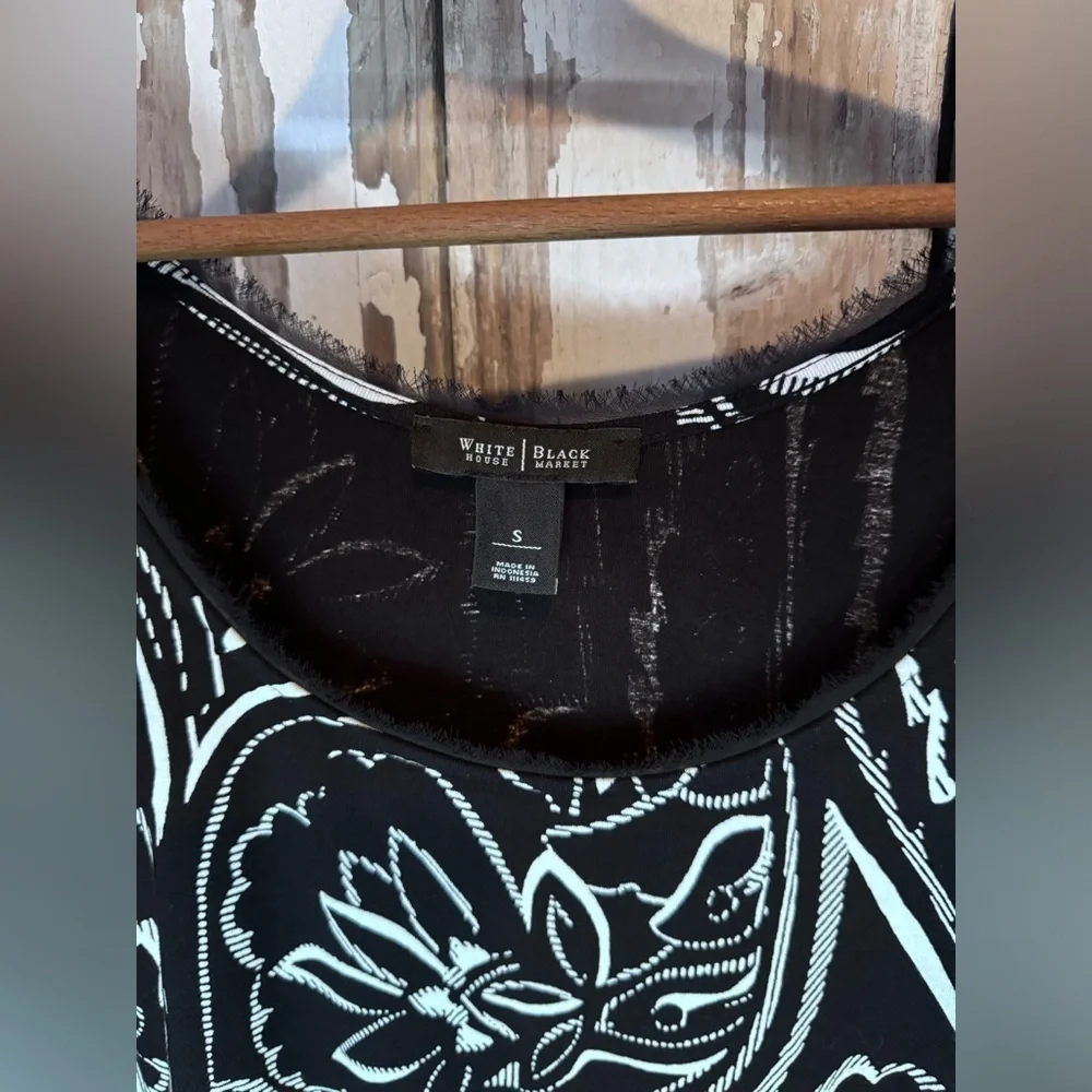 White House Black Market Dress Mid sleeve size Small Floral Black & White - Picture 3 of 7